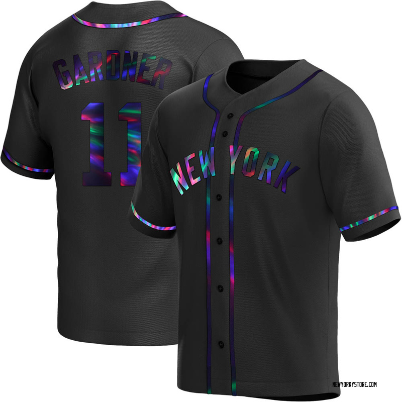 Brett Gardner Men's New York Yankees Alternate Jersey - Black Holographic Replica