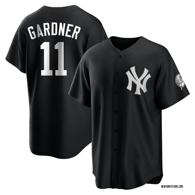 Brett Gardner Men's New York Yankees Jersey - Black/White Replica