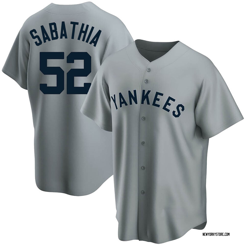 CC Sabathia Men's New York Yankees Road Cooperstown Collection Jersey - Gray Replica