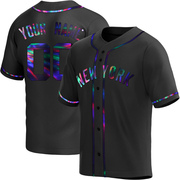 Custom Men's New York Yankees Alternate Jersey - Black Holographic Replica