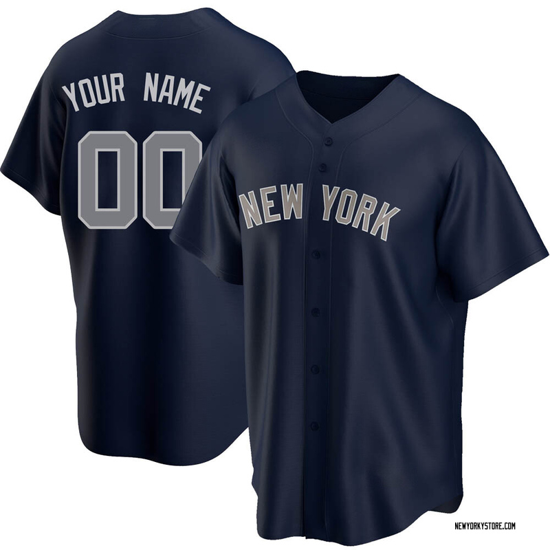 Custom Men's New York Yankees Alternate Jersey - Navy Replica