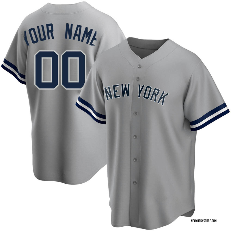 Custom Men's New York Yankees Road Name Jersey - Gray Replica
