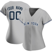 Custom Women's New York Yankees Road Name Jersey - Gray Authentic