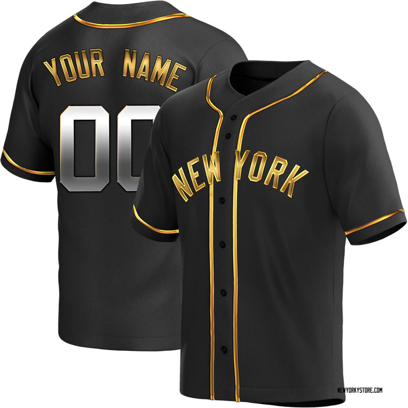 Custom Youth New York Yankees Alternate Jersey - Black Golden Replica