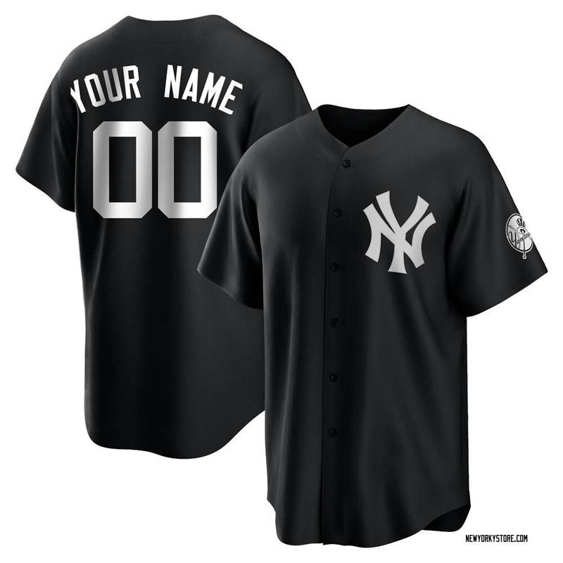 Custom Youth New York Yankees Jersey - Black/White Replica