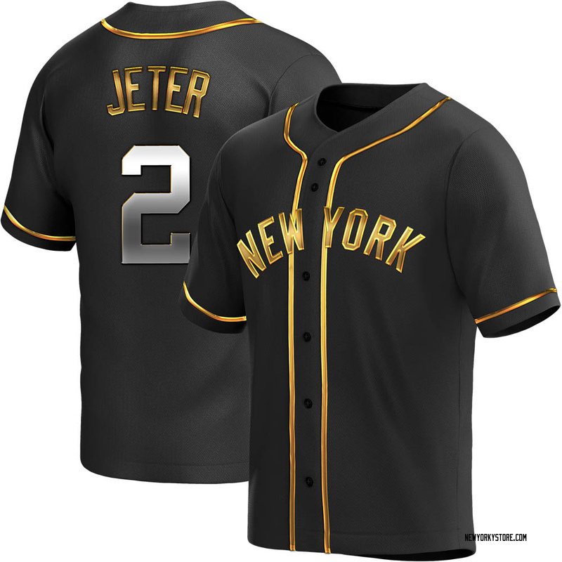 Derek Jeter Men's New York Yankees Alternate Jersey - Black Golden Replica