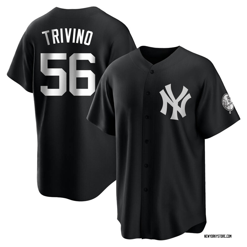 Lou Trivino Youth New York Yankees Jersey - Black/White Replica