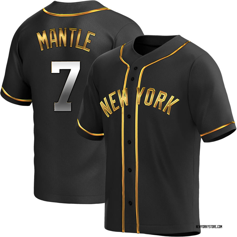Mickey Mantle Men's New York Yankees Alternate Jersey - Black Golden Replica