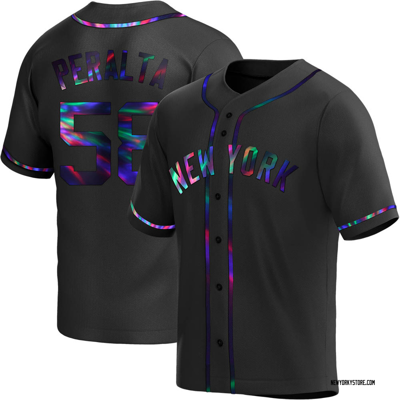 Wandy Peralta Men's New York Yankees Alternate Jersey - Black Holographic Replica